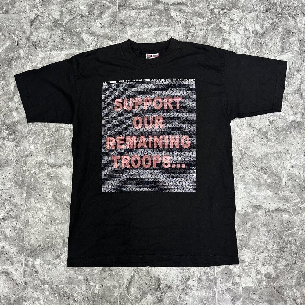 Support Our Remaining Troops Graphic Shirt Mens L Black Bayside Iraq War